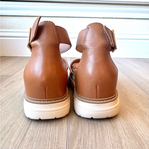 Cole Haan Fraya Platform Sandals Pecan Leather 7.5 Ankle Straps Buckle EUC - Picture 3 of 15
